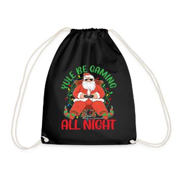 Yule Be Gaming All Night Gaming Christmas - Drawstring Bag - black - Front