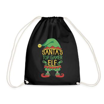Weihnachtsmann Top Gamer Elf Controller Spiele Wei - Turnbeutel - Schwarz - Vorne