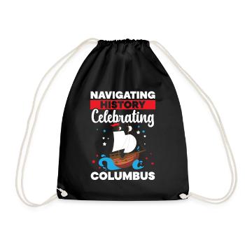 Navigating history Columbus Day f - Drawstring Bag - black - Front