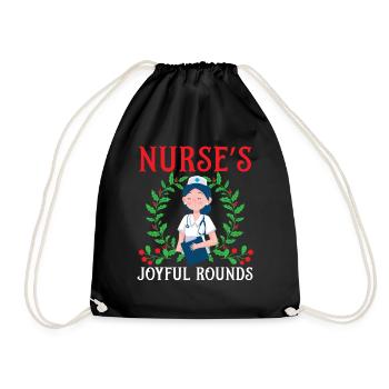Krankenschwester's Joyful Rounds Krankenschwester - Turnbeutel - Schwarz - Vorne
