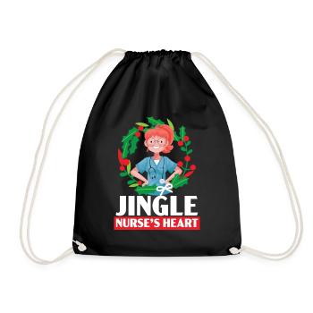 Jingle Nurse's Heart Nursing Medical - Drawstring Bag - black - Front