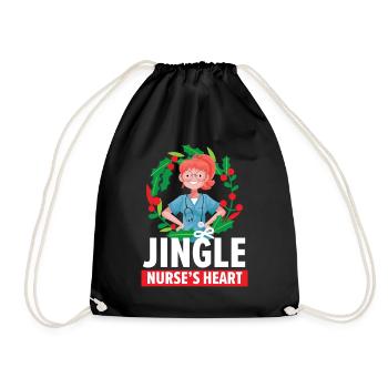 Jingle Nurse's Heart Nursing Medical - Drawstring Bag - black - Front