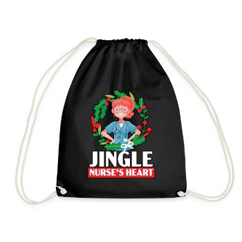 Jingle Nurse's Heart Nursing Medical - Drawstring Bag - black - Front