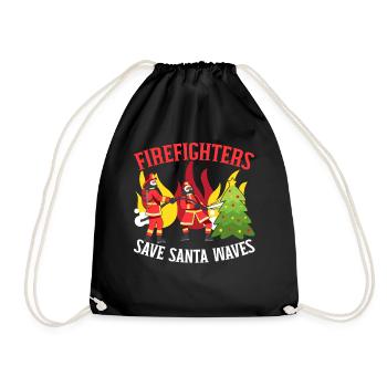 Feuerwehrleute retten Santa Waves Weihnachten - Turnbeutel - Schwarz - Vorne