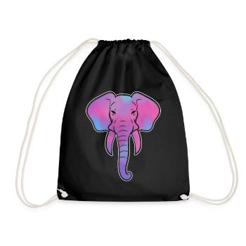 Bunter Elefant Elefantenhüter - Turnbeutel - Schwarz - Vorne