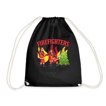 Feuerwehrleute retten den Weihnachtsmann Wellen We - Turnbeutel - Schwarz - Vorne