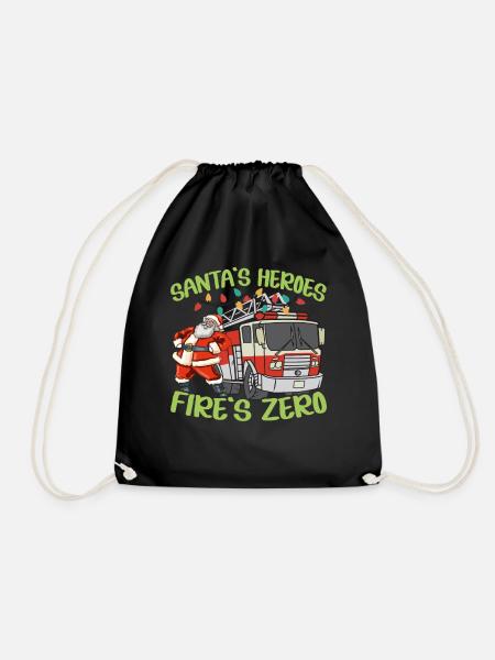 Santa's Heroes Feuerwehr Null Brandbekämpfung Weih - Turnbeutel - Schwarz