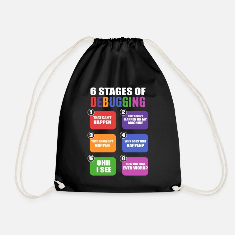 6 Stages Of Debugging IT-Spezialist - Turnbeutel - Schwarz