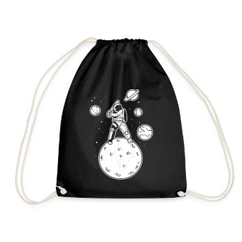Baseball -Astronaut Baseballspieler - Turnbeutel - Schwarz - Vorne
