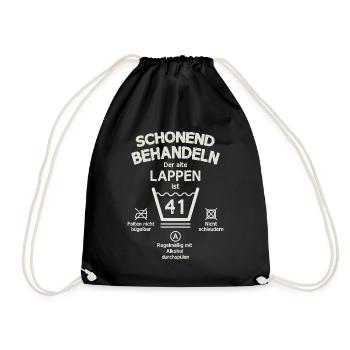 Der Alte Lappen, Schonend Behandeln 41. Geburtstag - Turnbeutel - Schwarz - Vorne