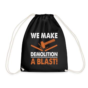 Fun day of house demolition - Drawstring Bag - black - Front