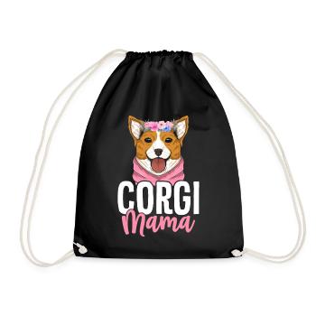 Corgi Mama - Drawstring Bag - black - Front