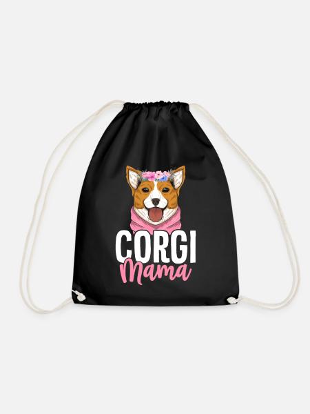 Corgi Mama - Drawstring Bag - black