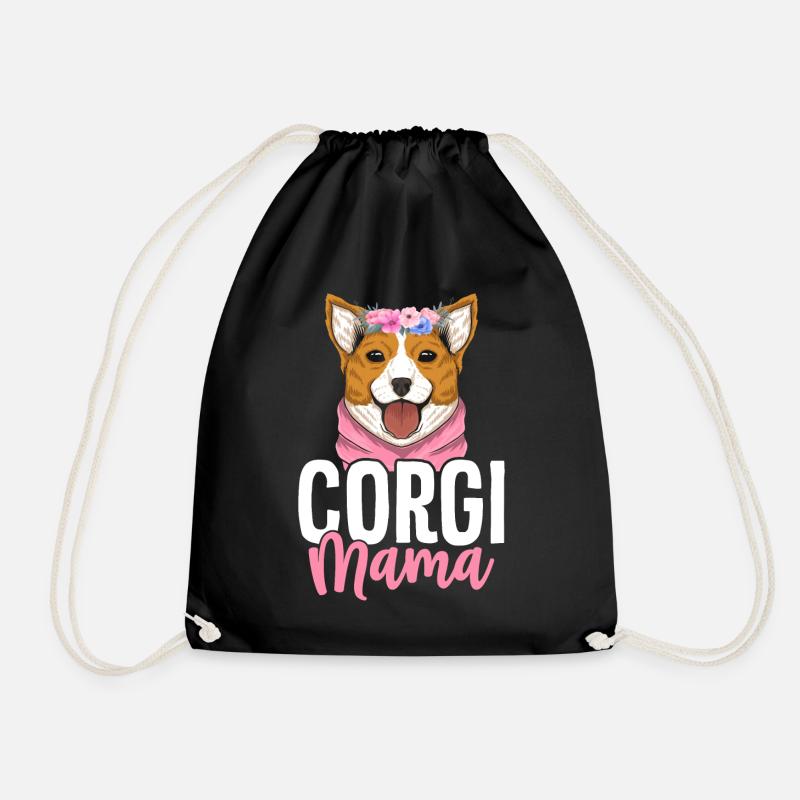 Corgi Mama - Drawstring Bag - black