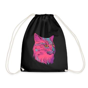 Farbenfrohe Katze Katzenfotograf - Turnbeutel - Schwarz - Vorne