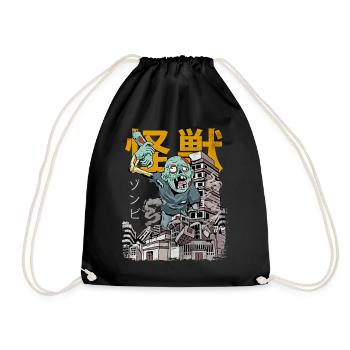 Kaiju Zombie Japanese Anime Monster Halloween - Drawstring Bag - black - Front