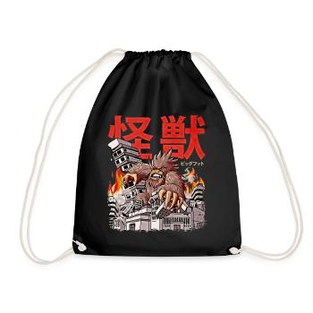 Kaiju Bigfoot Japanese Anime Monster Sasquatch - Drawstring Bag - black - Front