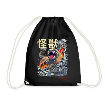 Kaiju Sloth Japanese Anime Monster Rodent - Drawstring Bag - black - Front