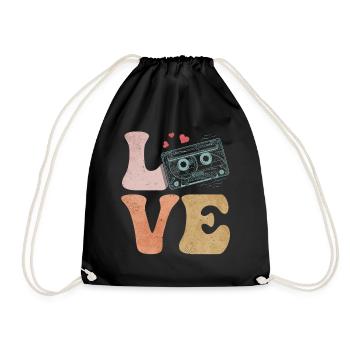 Tape cassette LOVE - Drawstring Bag - black - Front