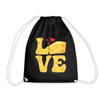 Cheese Gouda Feta Cheddar LOVE - Drawstring Bag - black - Front