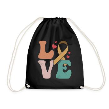 Chemotherapy Radiation Chemo Survivor Ribbon LO - Drawstring Bag - black - Front