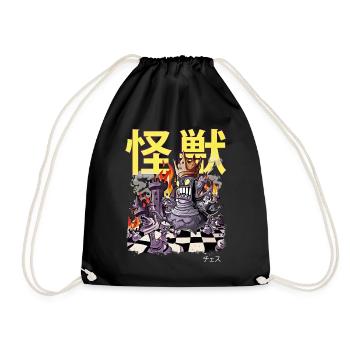 Kaiju Chess Queen Japanese Anime Monster - Drawstring Bag - black - Front