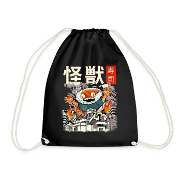 Kaiju Sushi Japanese Anime Monster - Drawstring Bag - black - Front