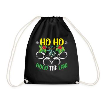 Ho Ho Keep the Law Santa Police Christmas - Drawstring Bag - black - Front