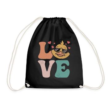 Duck Duckling Ducky LOVE - Drawstring Bag - black - Front