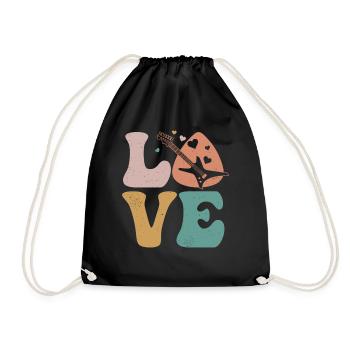 Electric Guitar Electronic Guitar LOVE - Drawstring Bag - black - Front