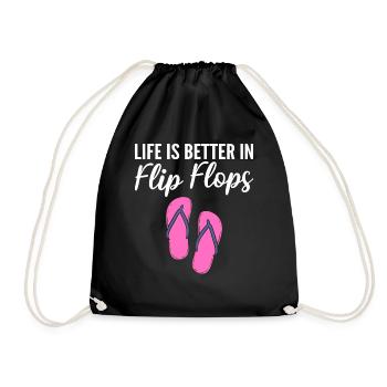 Life Is Better In Flip Flops Flip Flops Verkäufer - Turnbeutel - Schwarz - Vorne