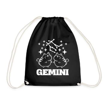 Gemini Zodiac Sign Horoskop -Enthusiast - Turnbeutel - Schwarz - Vorne