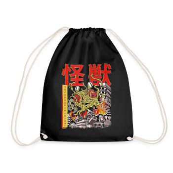 Kaiju Flying Spaghetti Monster Japanischer Anime F - Turnbeutel - Schwarz - Vorne