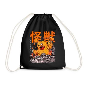 Kaiju Chicken Nugget Japanese Anime Monster Nug - Drawstring Bag - black - Front