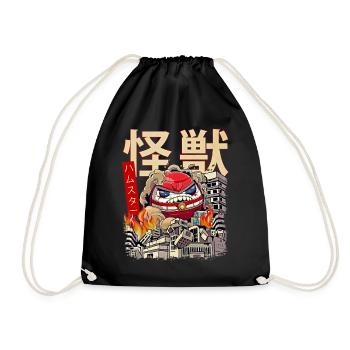 Kaiju Daruma Japanische Anime Monster Puppe - Turnbeutel - Schwarz - Vorne