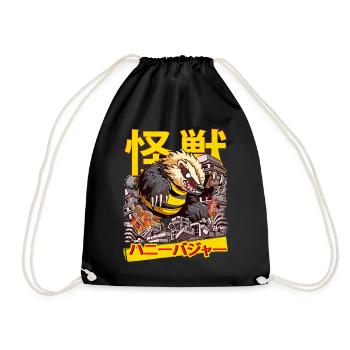 Kaiju Honigdachs Japanisch Anime Monster Ratel - Turnbeutel - Schwarz - Vorne