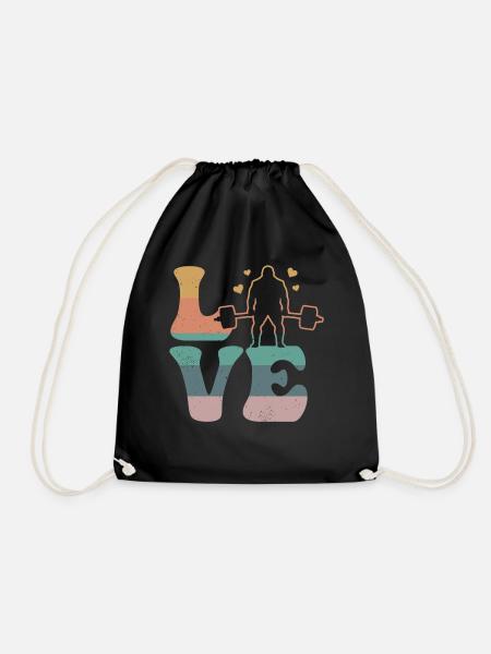 Deadlift Deadlift Weightlifting LOVE - Drawstring Bag - black