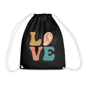 Deafness Deafness Hearing loss LOVE - Drawstring Bag - black - Front
