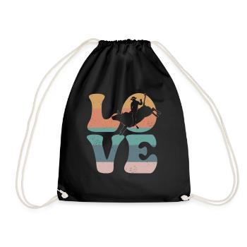 Bull rider bull riding LOVE - Drawstring Bag - black - Front