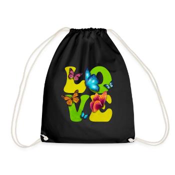 Butterfly Insect LOVE - Drawstring Bag - black - Front
