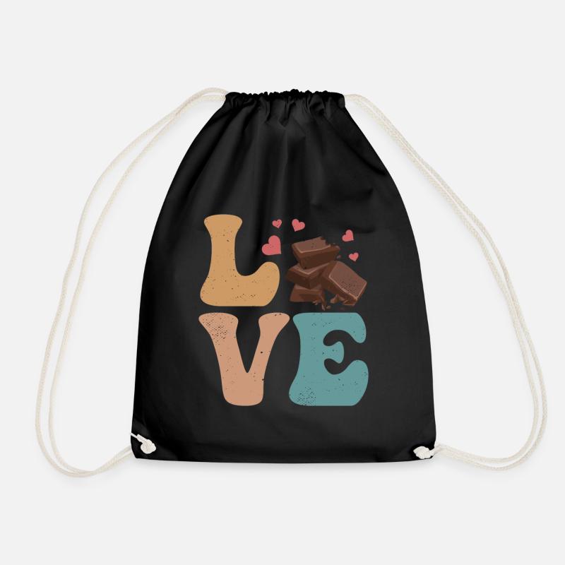 Chocolate Chocolate Bar LOVE - Drawstring Bag - black