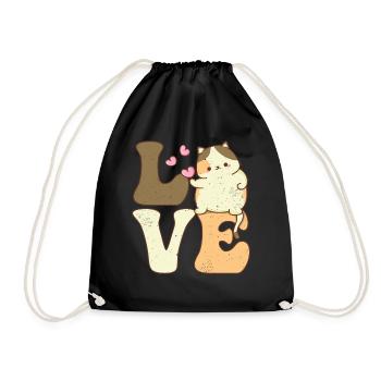 Chonk Cat Meme LOVE Fat Cats - Drawstring Bag - black - Front
