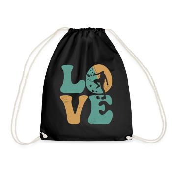 Climbing Climber Bouldering LOVE - Drawstring Bag - black - Front