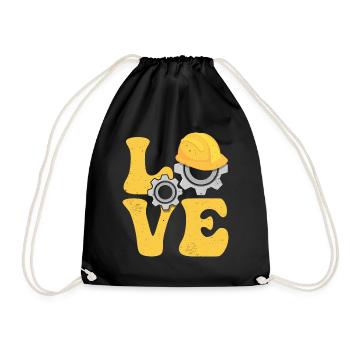 CNC Processor Machine Operator LOVE - Drawstring Bag - black - Front