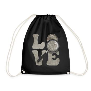 Coin Collecting Coin Collector Coin Lore LOVE - Drawstring Bag - black - Front