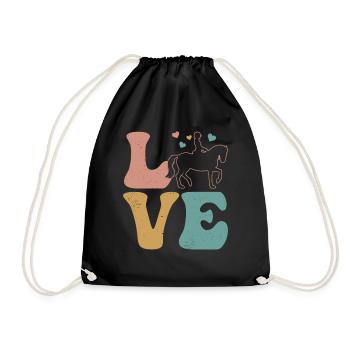 Dressage Riding Equestrian Sports LOVE - Drawstring Bag - black - Front