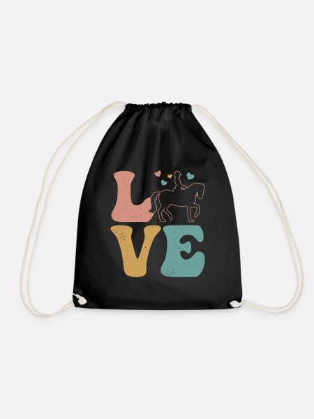 Dressurreiten Reiten Reitsport LOVE - Turnbeutel - Schwarz