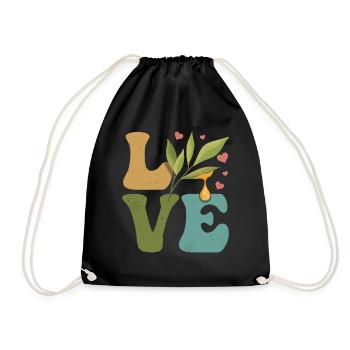LOVE Essential Oil - Drawstring Bag - black - Front