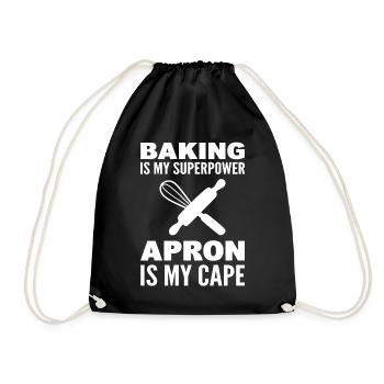 Baking Is My Superpower Apron Is My Cape Konditor - Turnbeutel - Schwarz - Vorne