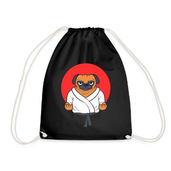 Mops Karate Karate -Studenten - Turnbeutel - Schwarz - Vorne